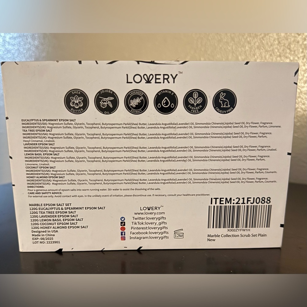 Lovery Marble Epsom Salt Gift Set Spa Bath Salts Essential Oils Vegan 6pc - Picture 4 of 4